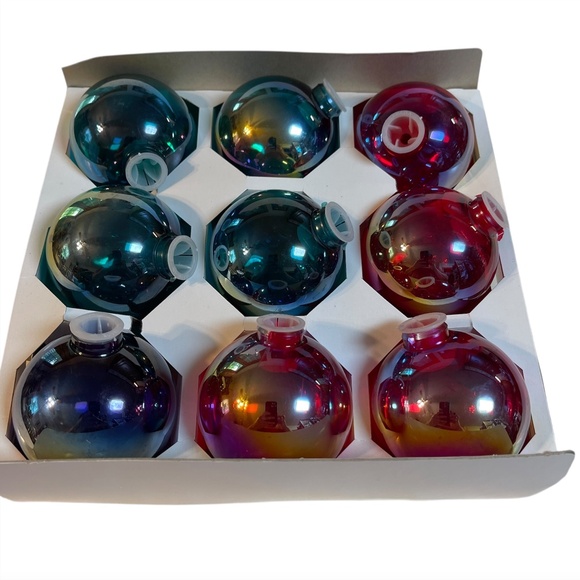 9 Vintage Barcana Festive Lights Shatterproof Bulb Covers Iridescent  80 mm - Picture 2 of 16